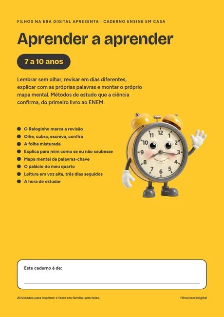 Capa do caderno Aprender a aprender